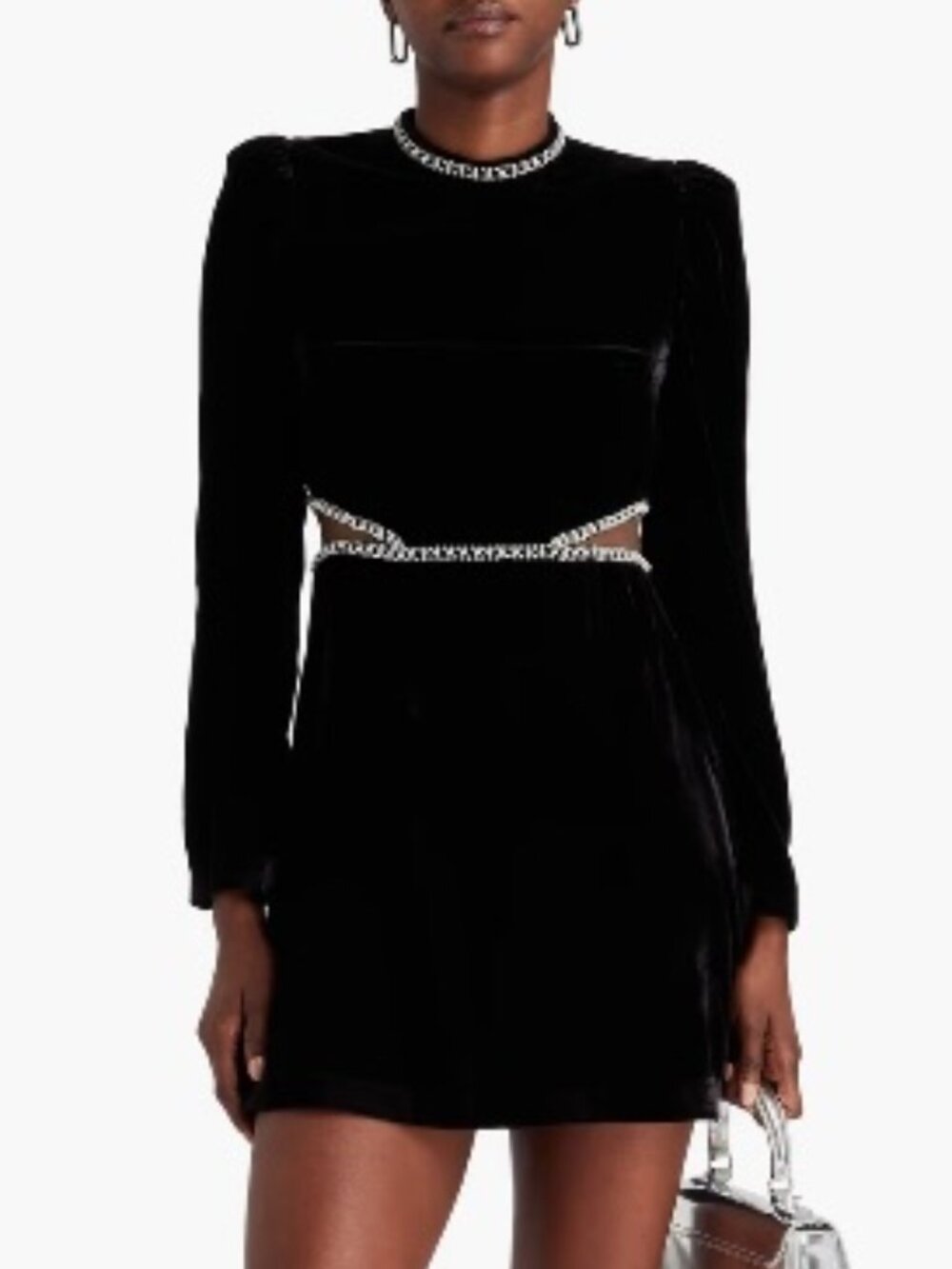 Sandro Embellished Tulle-Trimmed Velvet Mini Dress